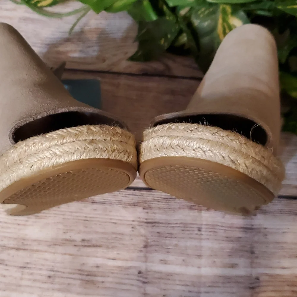 Toms Beige Suede Espadrille Wedge Sandals